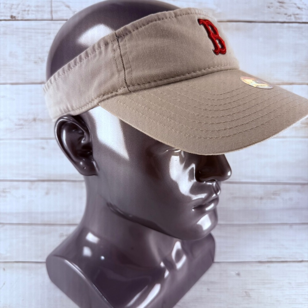 Twins Enterprise Boston Red Sox MLB Visor Hat Khaki Tan Red B Logo NWT